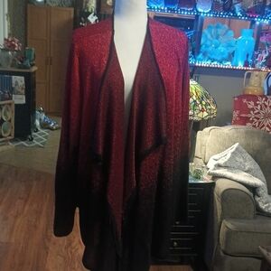 New Notations Red and Black Women's Cardigan